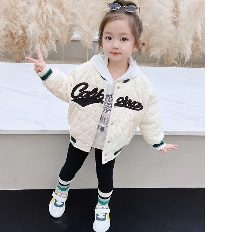 Girls\' And Boys\' Cotton Coat Baseball Jacket Bomber Suit Autumn And Winter 2023 New Children\'s Clothes  Thickened Top 2-10 Years