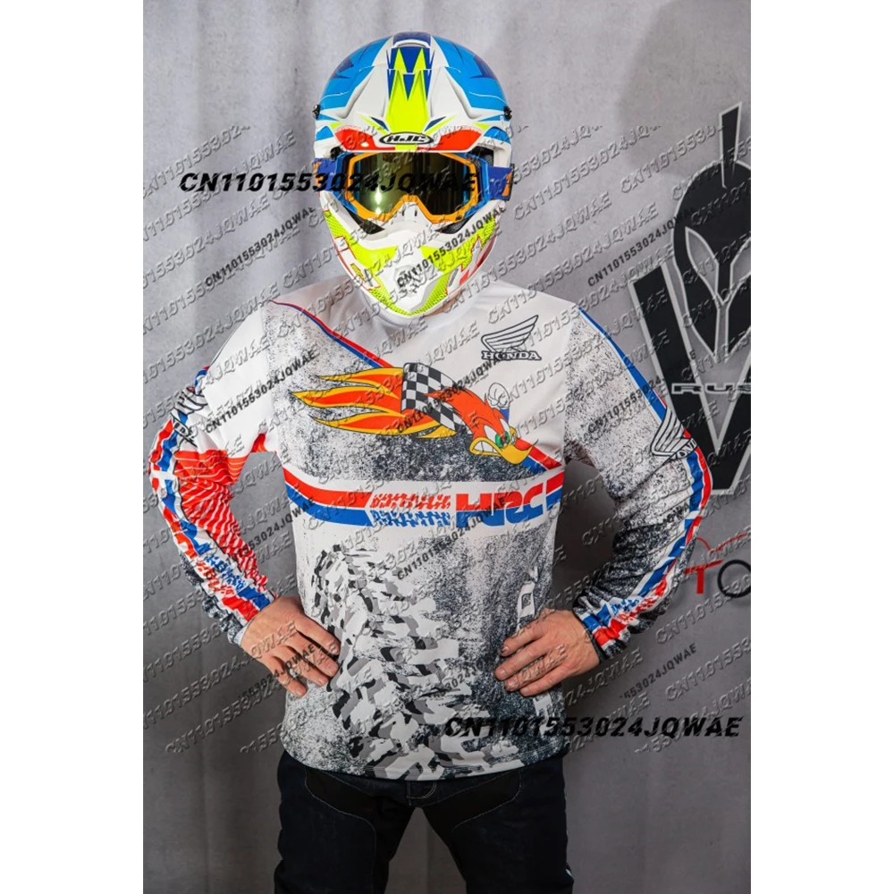 

Honda New Men Women Motocross Retro Sportswear Autumn And Winter Loose Breathable Quick Drying Jersey Street Fashion Casual Top