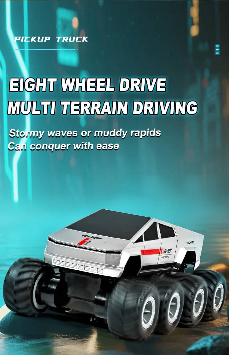 

8-колесный кибер 2,4G автомобиль-амфибия с дистанционным управлением, автомобиль с дистанционным управлением, восемь колес, трюк, автомобиль-амфибия, вездеход, полный привод, альпинизм