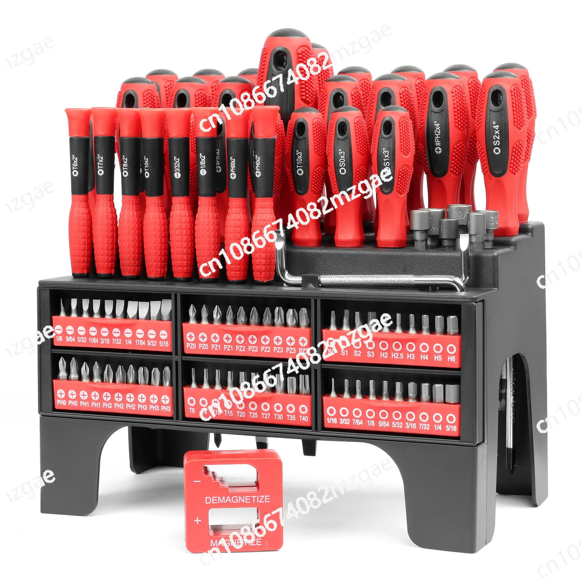 101 piece plastic holder magnetic screwdriver set, including precision screwdriver