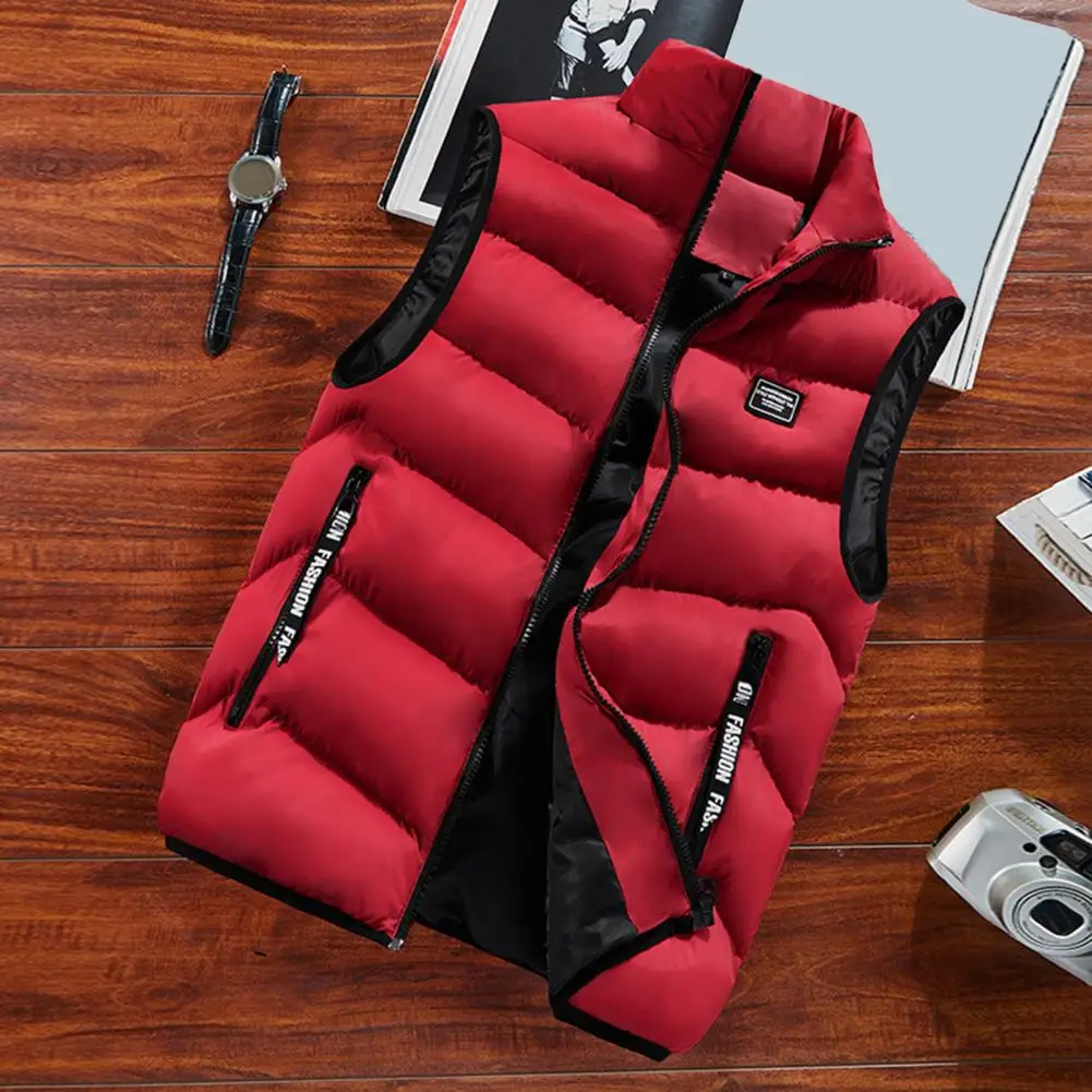 ผู้ชายฤดูหนาวเสื้อกั๊กผู้ชายฤดูหนาวWindproofเสื้อกั๊กพร้อมขาตั้งซิปปิดนุ่มWarm Stylishเสื้อกั๊กสําหรับสภาพอากาศหนาวเย็น