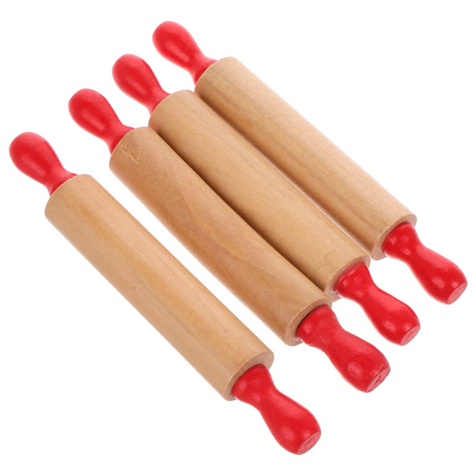 4 Pcs Kids Rolling Pin Roller Non Stick Wood Baking Tools Simulation Kitchen Toys Pizza Roller Safe