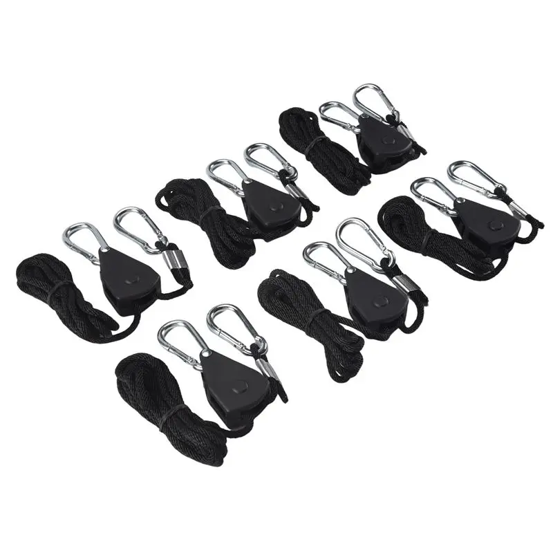 

-[Cilae-17R] 6PCS Adjustable 1/8Inch Lanyard Hanging For Tent Fan Led Grow Plant Lamp Rope Ratchet Hanger Pulley Lifting Pulley