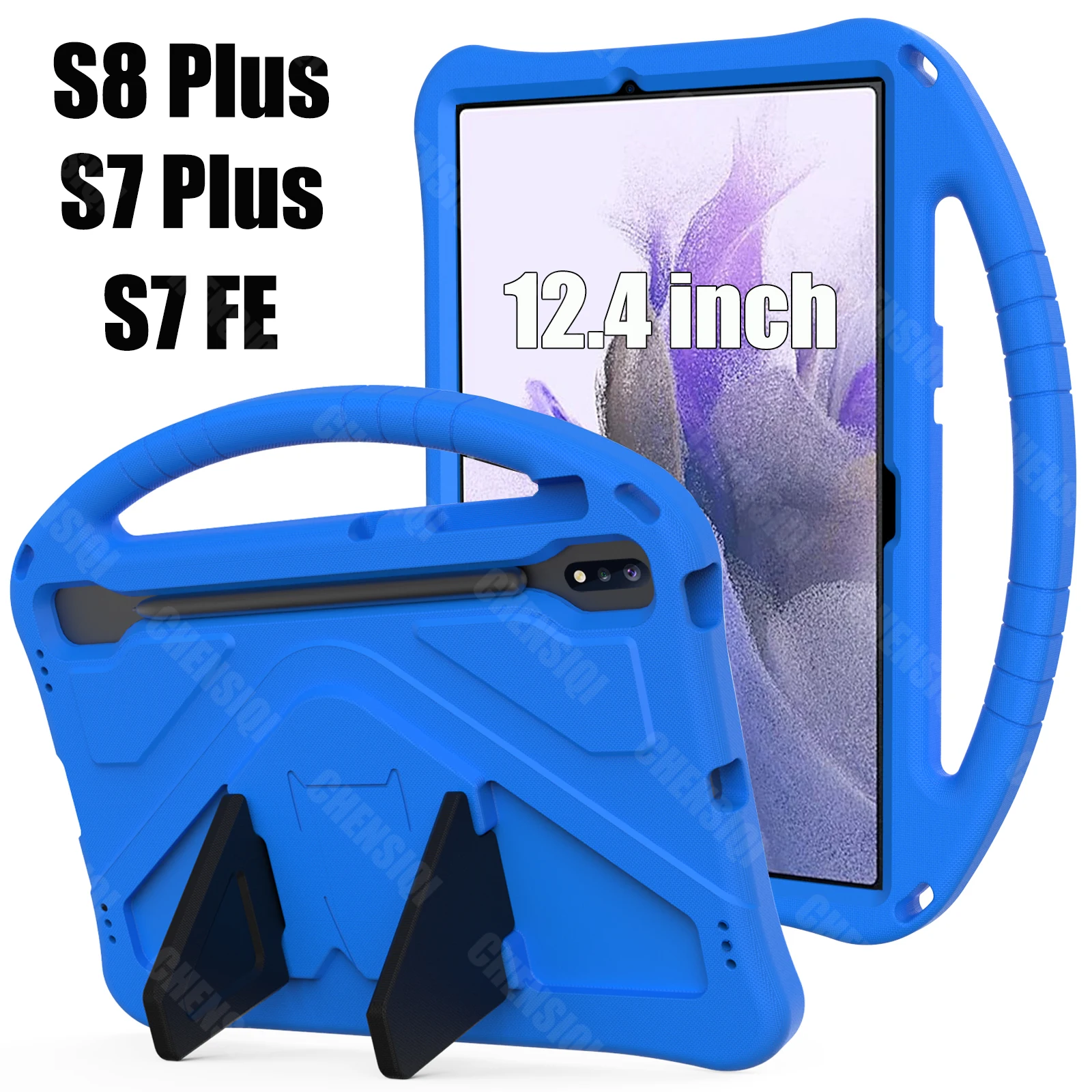 

For Samsung Galaxy Tab S8 Plus 5G Case 12.4" 2022 S7 FE Tablet Case 2021 S7 Plus Case Kids EVA Hand-held Stand Shockproof Cover