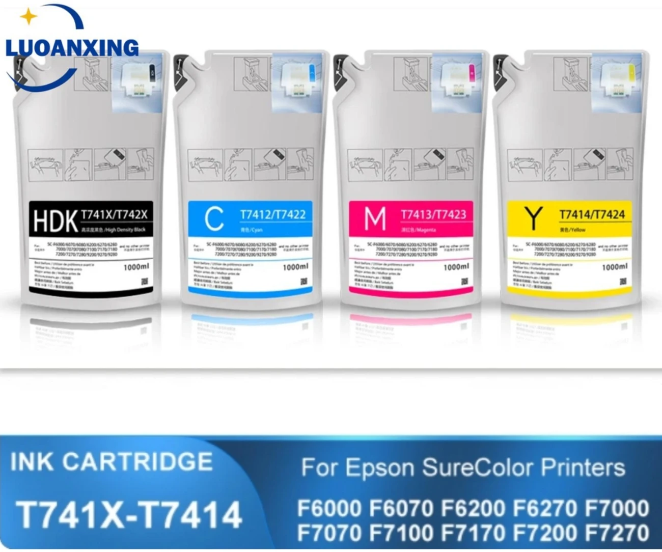 

1000ML T7411 T7414 T741X Ink Packs Dye Sublimation Ink Pack For Epson SureColor F6000 F6070 F6200 F6270 F7000 F7200 F7270 F9200