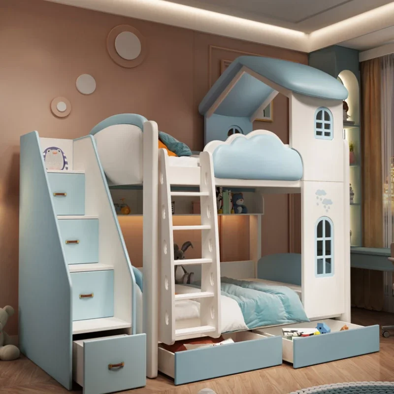 bunk bed small apartment bunk children's  high and low  castle princess bed