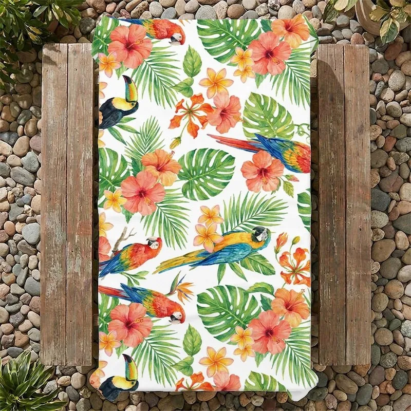 1pc Tropical Parrot And Floral Print Polyester Tablecloth, Rectangular Table Cover for Rectangular Tables, Durable, Multiple Specifications Available, Suitable for Indoor/Outdoor, Kitchen, Dining Room, Weddings, Parties, Picnics, Holiday Decor