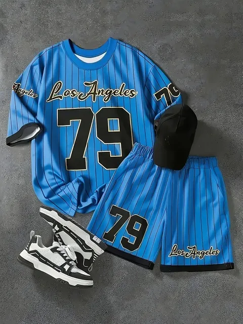 The 2025 summer new men's set features street fashion casual comfort softness breathability and 3D digital pattern printing 5