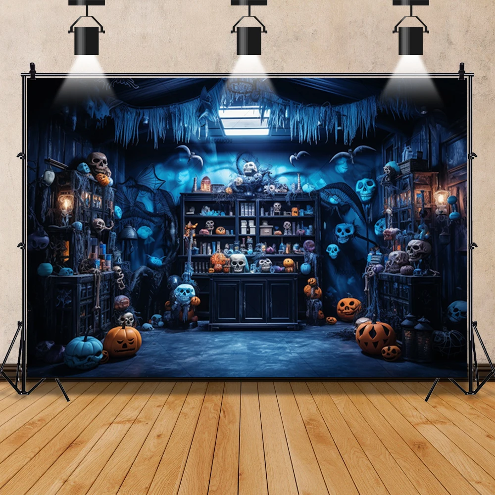 Halloween Big Ear Pumpkin Castle Horror Night Pumpkin Family Party Banner Backdrop Custom  Childs Photo Poster Decor Background