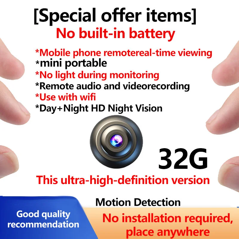 

A Brand Ultra-High-Definition Small Camera Wireless Monitor for Home Use, Wifi, Remote Access Via Mobile Phone, 360-Degree Mini Indoor Home Non-Miniature Invisible Hidden Type