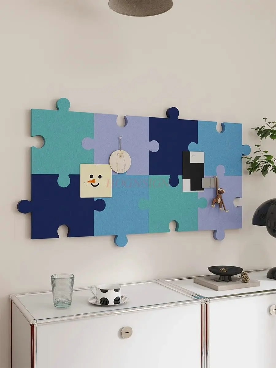 8pcs/set Jigsaw Felt Board Photo Wall No-Drill Creative Wall Decor Room Corkboard Display Wall Decals