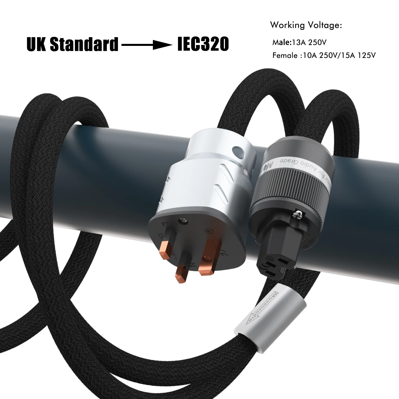 Monosaudio P903K0 13A 250V HiFi OCC Copper UK Power Cord 3 Pin Plug UK Plug Mains Power Cable Lead HIFI Power Extension Cord