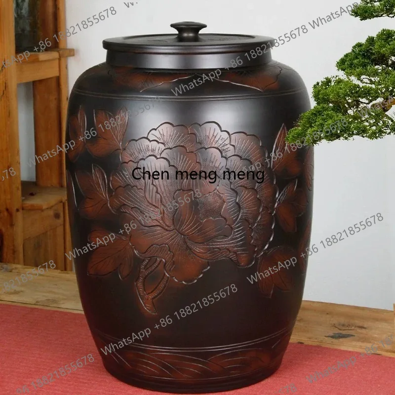 HR Purple pottery tea pot Pu'er tea storage   sealed pot ceramic loose tea tank water rice tank moisture-proof