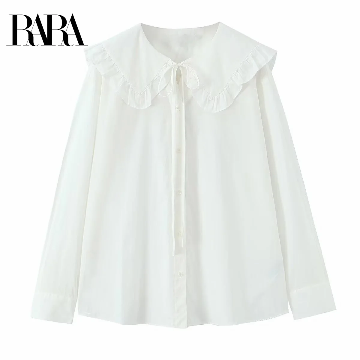 

RARA2025 autumn new women's casual fashion simple versatile loose small round lapel long-sleeved shirt top