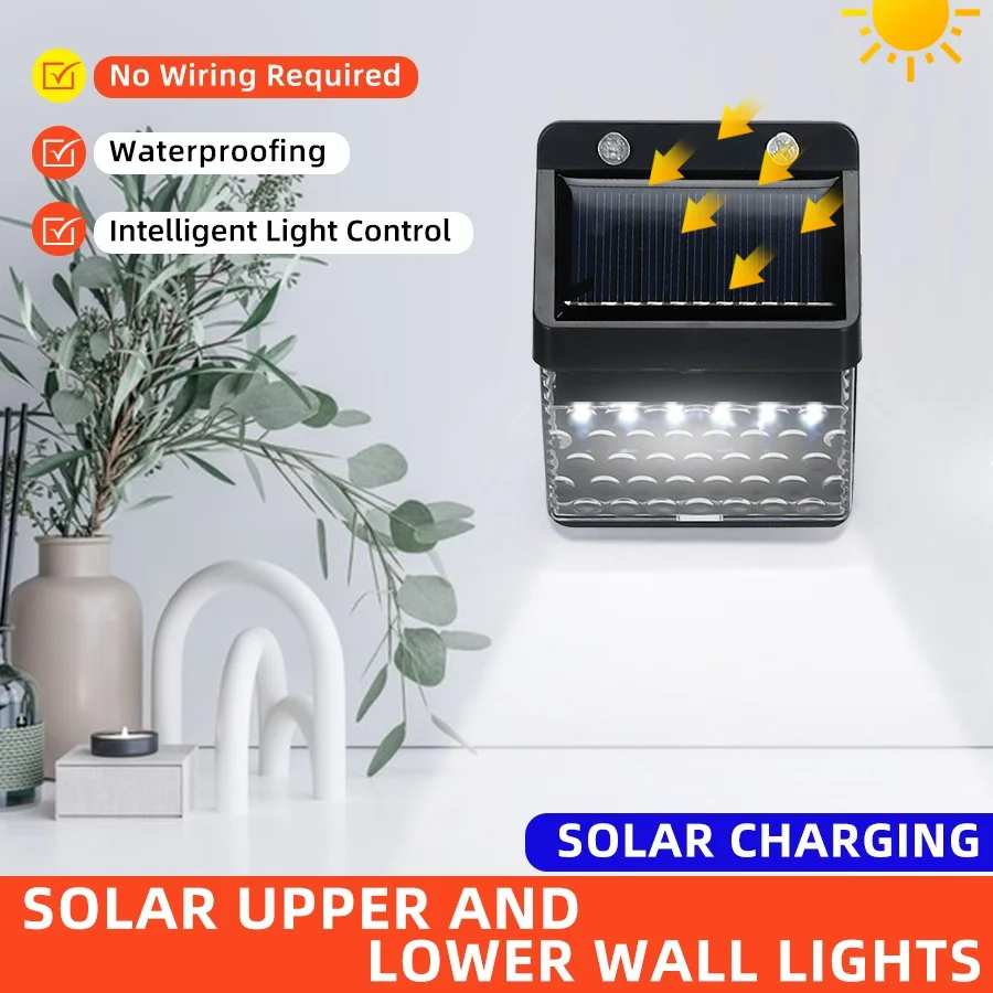 Solar LED Outdoor Light Garden Street Light Waterproof Human Sensing Home Garden Layout Balcony Decorative Step Stair Wall-Light