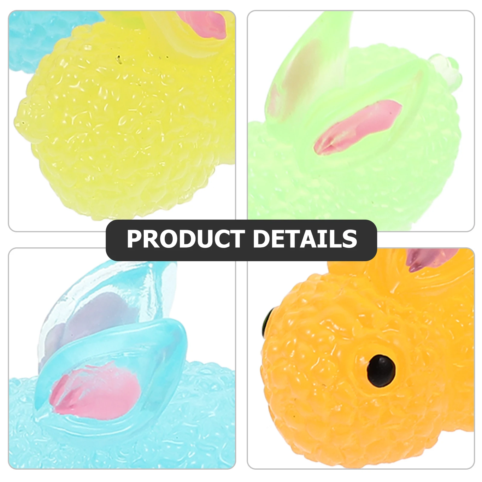 

12 Pcs Luminous Rabbit Ornaments Mini Resin Bunny Figurines Colorful Statue Small Micro Landscape Table Decorative