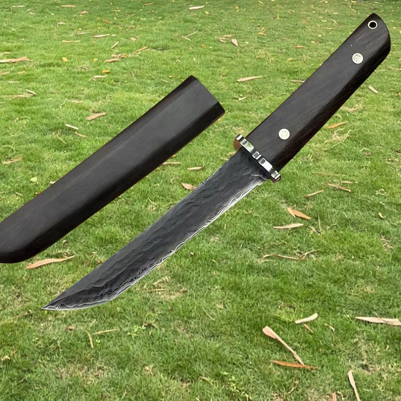 

VG10 Дамасский клинок с ручкой из черного дерева, тактические охотничьи ножи, инструменты для самообороны EDC, ножи для выживания в кемпинге с подарочной коробкой