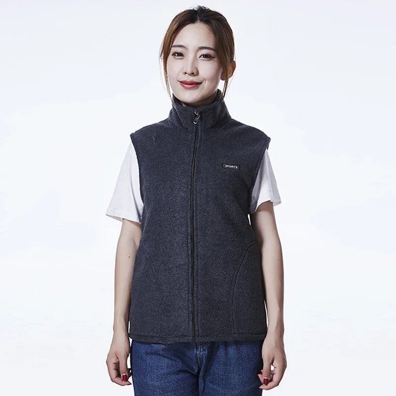 

Women Autumn Winter Warm Fleece Vest Outdoor Sports Fishing Climbing Hiking Plus Velvet Thermal Windproof Stand Collar Waistcoat