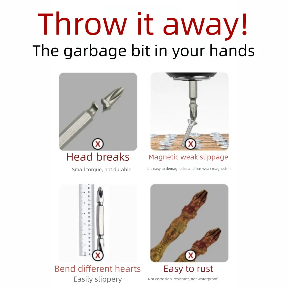 

Резьба D1, магнитная пакетная головка, ударопрочная противоскользящая крестовая бита, легированная сталь, высокая твердость, биты отвертки PH2