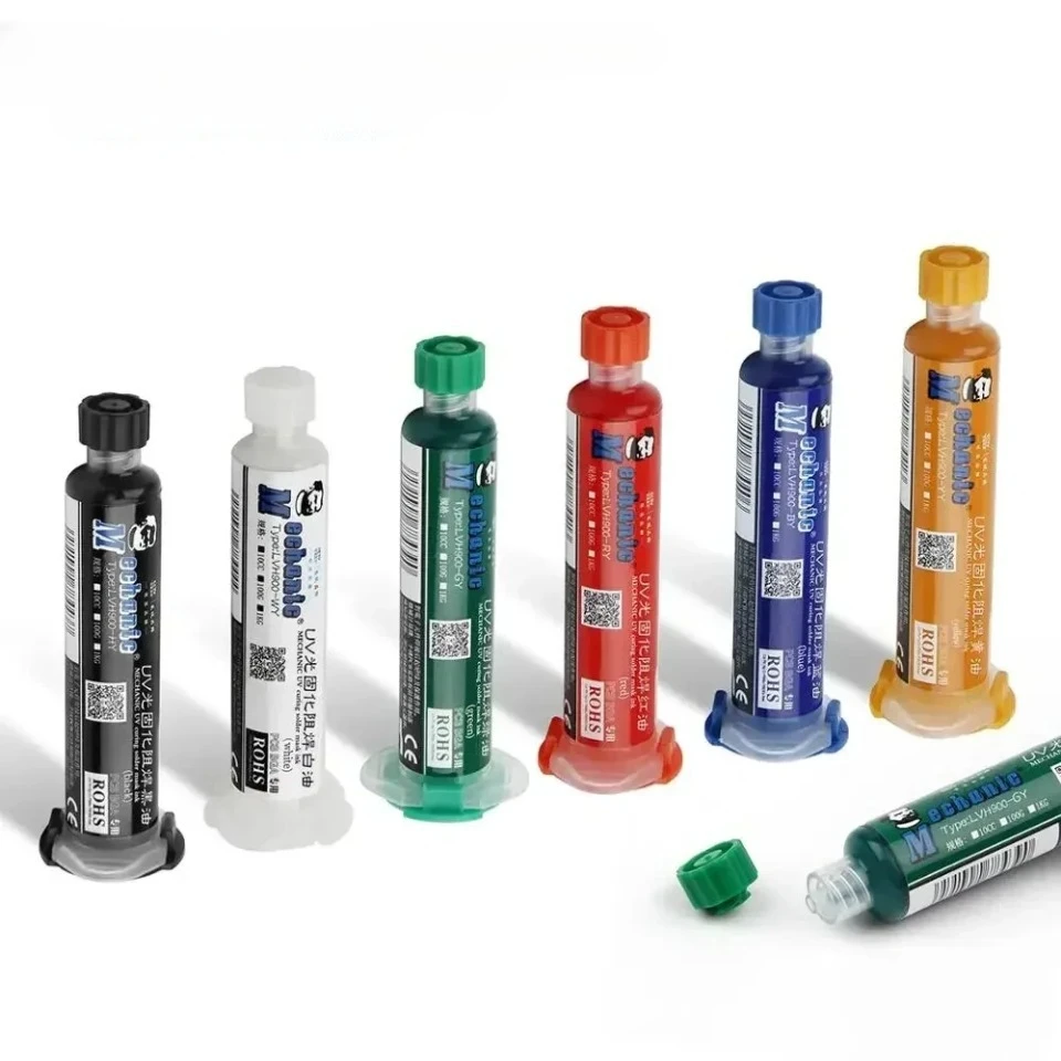 MECHANIC 6 Colors 10ml UV Curing Solder Mask Ink for PCB BGA Circuit Board Insulating Protect Soldering Paste Flux Oil Mechanic
