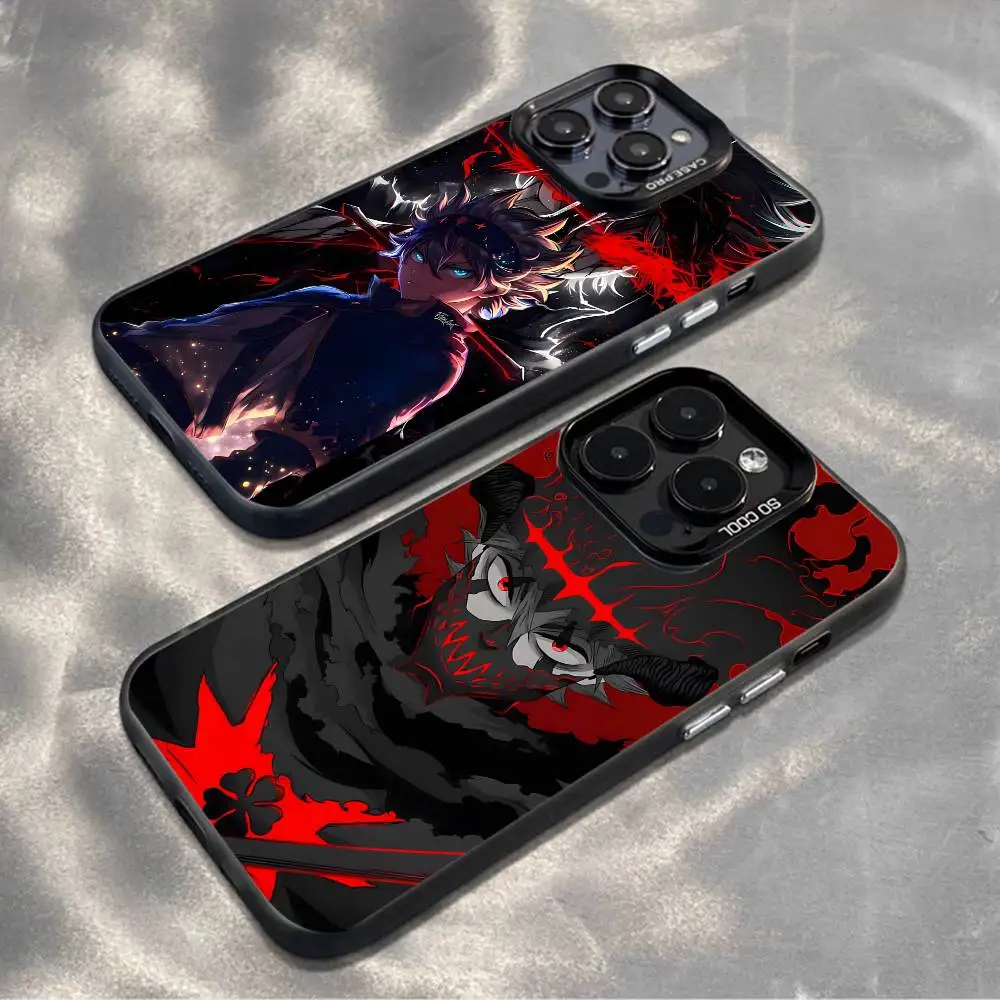 

Black C-Clover A-Asta Phone Case For iPhone 16,15,14,13,12,11,Mini,Pro,MAX,plus,Black Matte Shockproof Cover