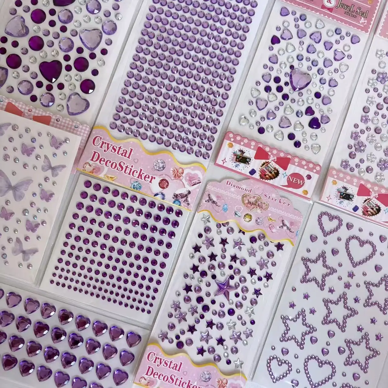 

9, фиолетовые наклейки с бриллиантами «Любовь», маленькие сломанные бриллиантовые наклейки, тюль, бабочка, звезда, квадраты различных форм, коллекция бриллиантов, детские ст.