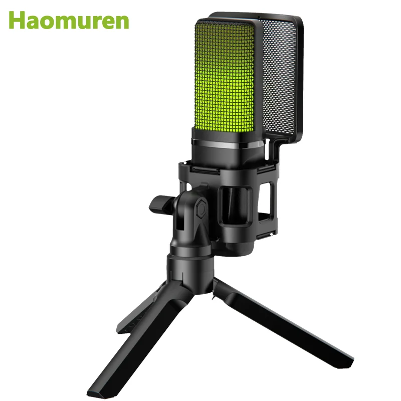 

Haomuren RGB Gaming Microphone USB Condenser Studio Podcast Mic Microphone For PC PS4 PS5 Mac Phone Stream Recording Youtube