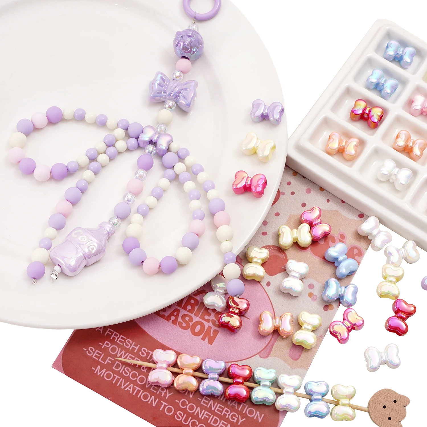 

2pcs/lot 15x11mm Acrylic Beads Colorful Bowknot Loose Beads With Hole For DIY Bracelet Necklace Jewelry Making Accessories