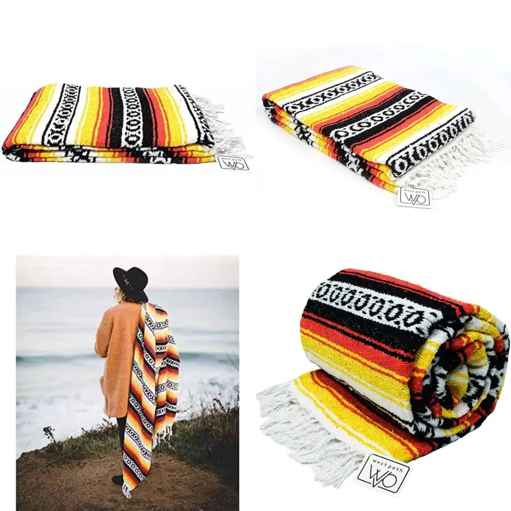 

Mexican Striped Heavyweight Yoga Blanket - Ideal for Beach, Picnics, and Outdoor Use