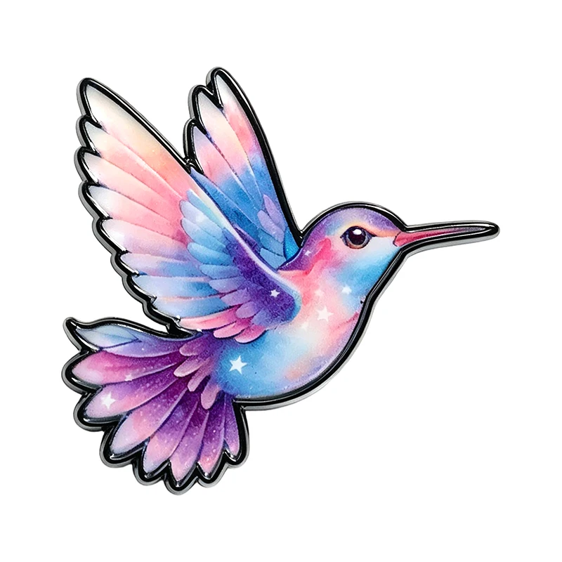 Cute Galaxy Design Animal Pins 6-design Hummingbird Fox Bee Dolphin Whale Jellyfish Metal Brooch Pin For Clothes Bag Lapel Badge