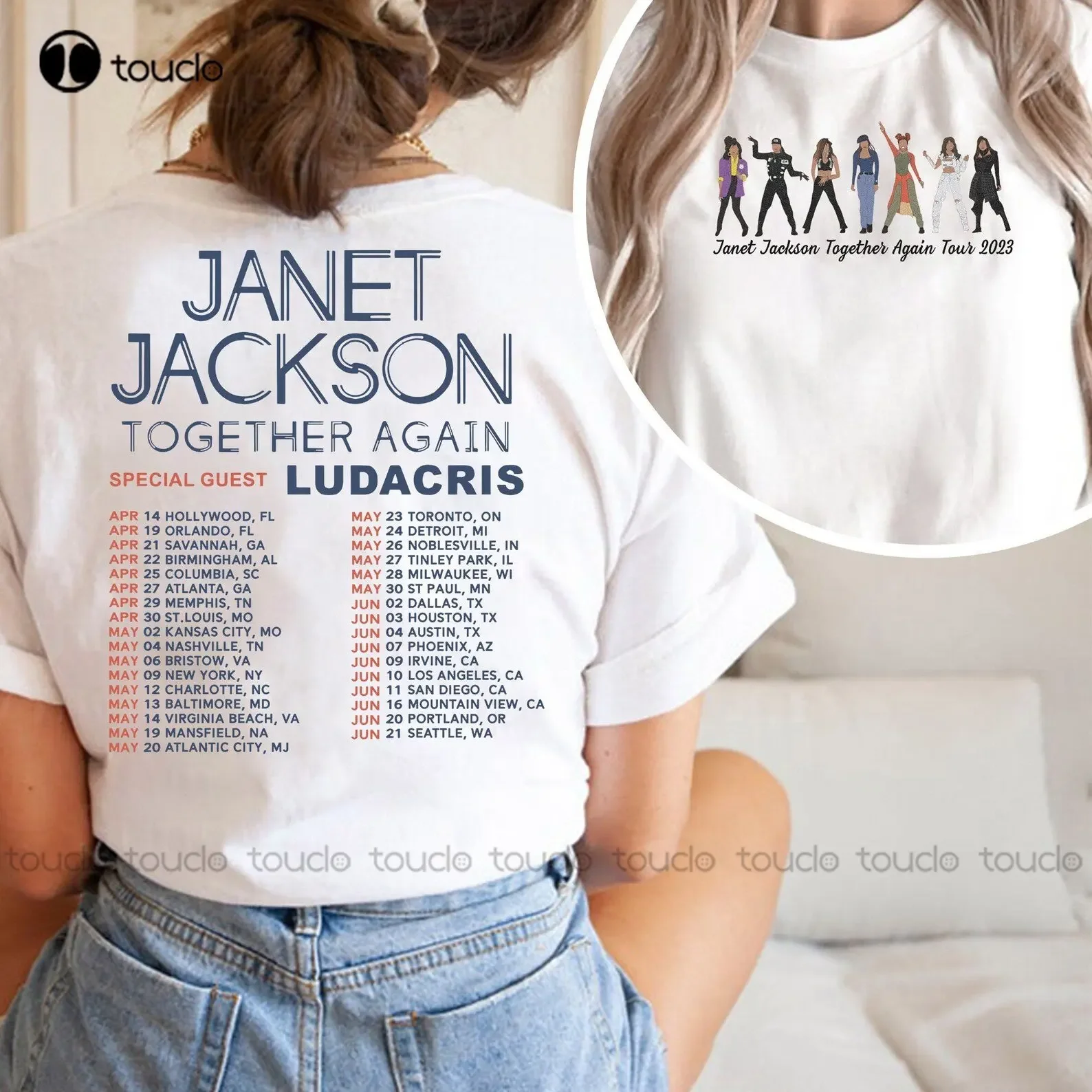 Janet Jackson Together Again Tour 2023 T-Shirt T Shirt Oversized T Shirts For Men Printed Tee Custom Gift Xs-5Xl Streetwear