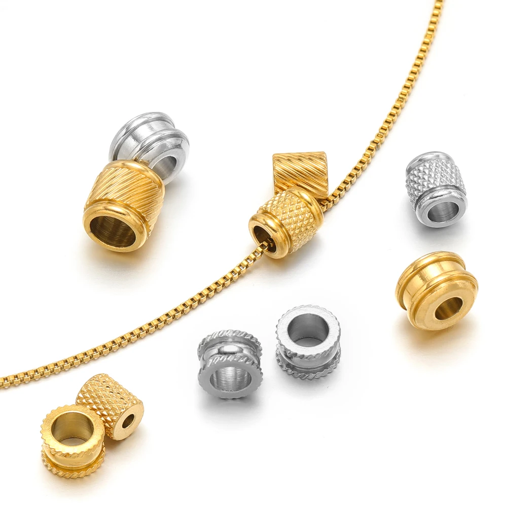 20 Stück Edelstahl-Zylinderperlen in Goldfarbe, lose Abstandsperlen für DIY-Schmuck, Perlenketten-Zubehör, Armbänder und Accessoires – Detail 4