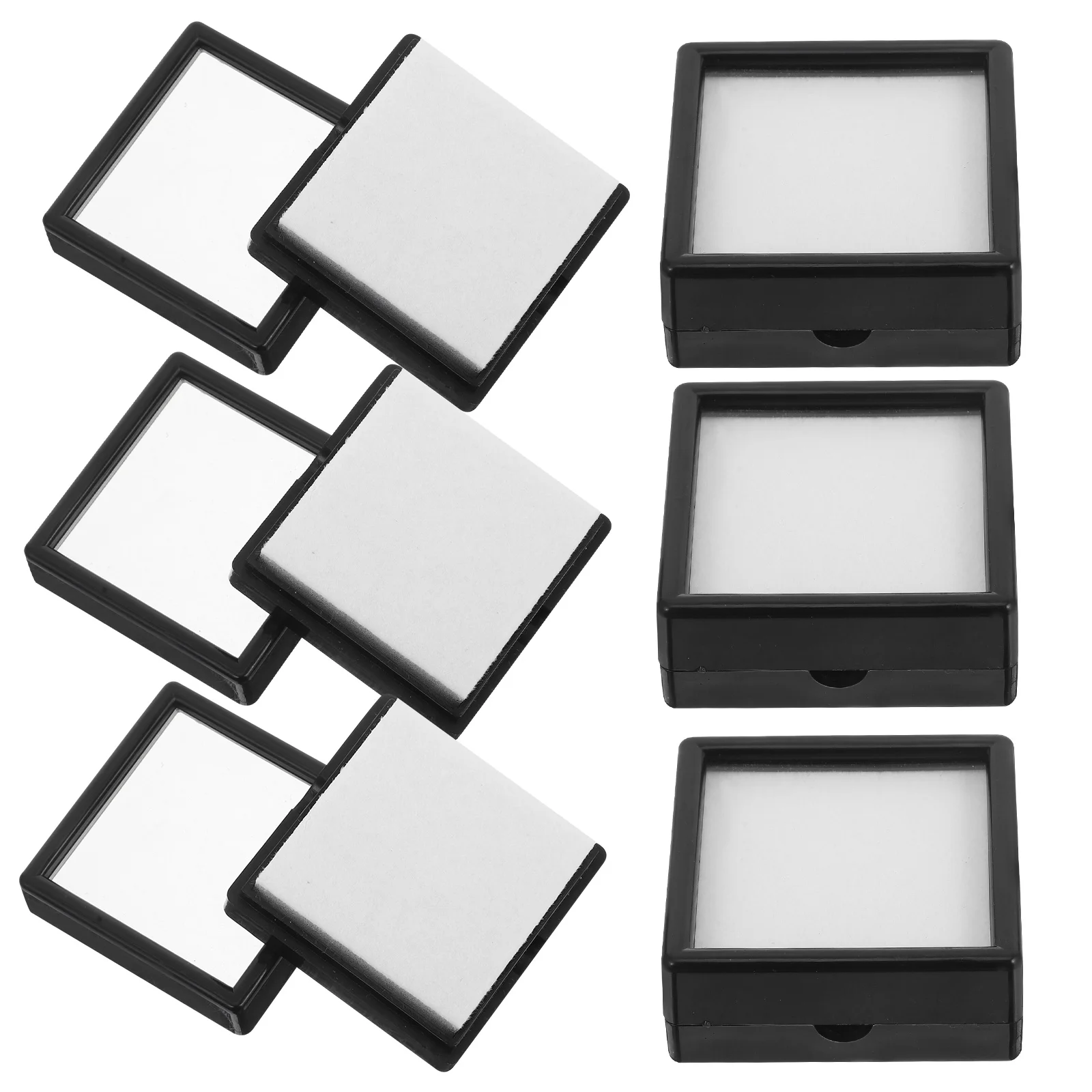 

6Pcs Clear Acrylic Ring Display Box Gemstone Storage Organizer Case Soft Lined Portable Jewelry Protective Case Decorative