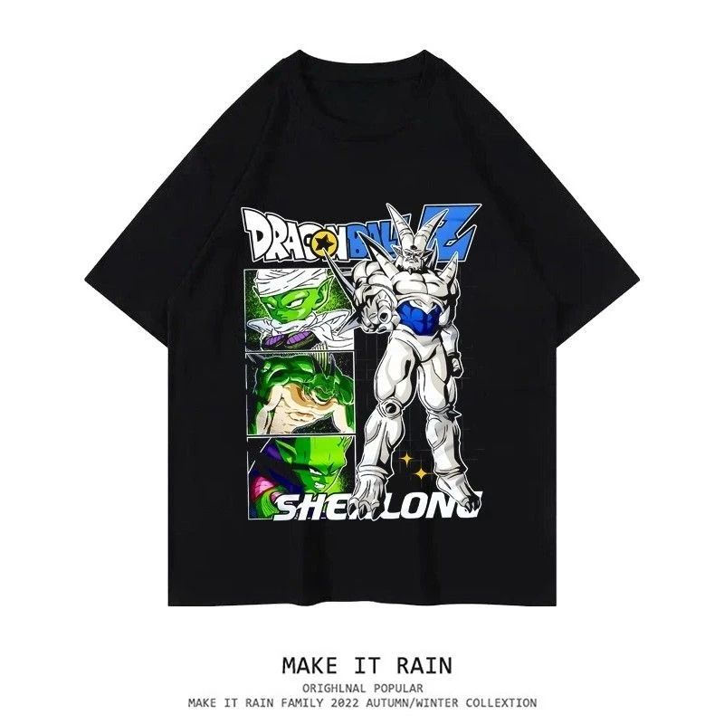 

Japanese Anime Dragon Ball Trendy Men's T-shirt Loose Cartoon Short Sleeved Women's Top Fans' Surrounding Area