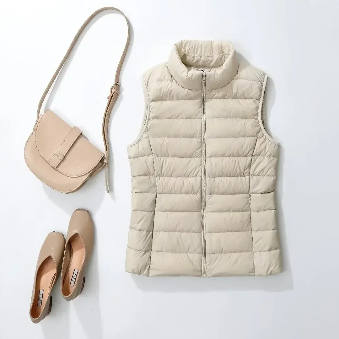 11 kolorów kamizelka damska 2023 nowa wiosenna damska wiatroszczelna lekka ciepła kamizelka bez rękawów płaszcz puchowy biała parka z kaczego puchu