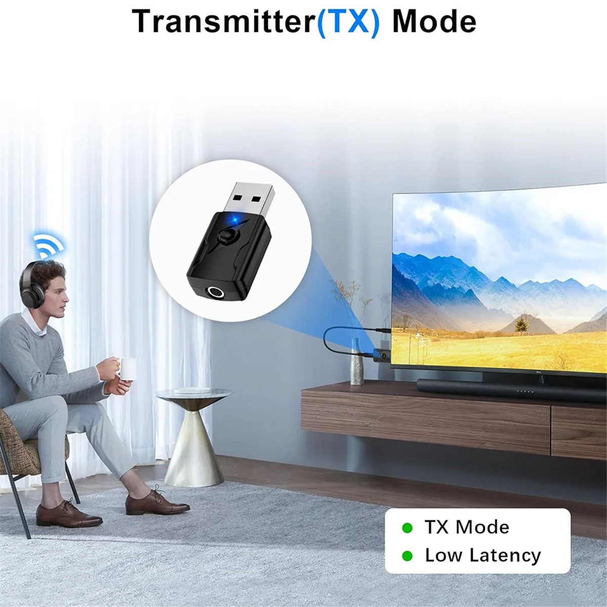 

M86K Bluetooth 5.4 Transmitter Receiver, Range 10m, 3.5mm AUX Wireless Audio Bluetooth Adapter for TV/PC/Phones/Car Radio