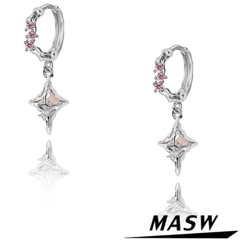 MASW Original Design Delicate Star Earrings Pretty Jewelry Senior Sense High Quality Copper Chain Glass Earrings For Women