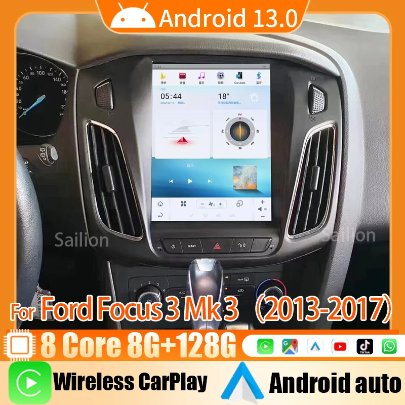 Carplay Car Screen For Ford Focus 3 Mk 3 2013-2017 Touch Screen 4K Media Video Player HD Rear Reversing Camera Car Radio DVR GPS