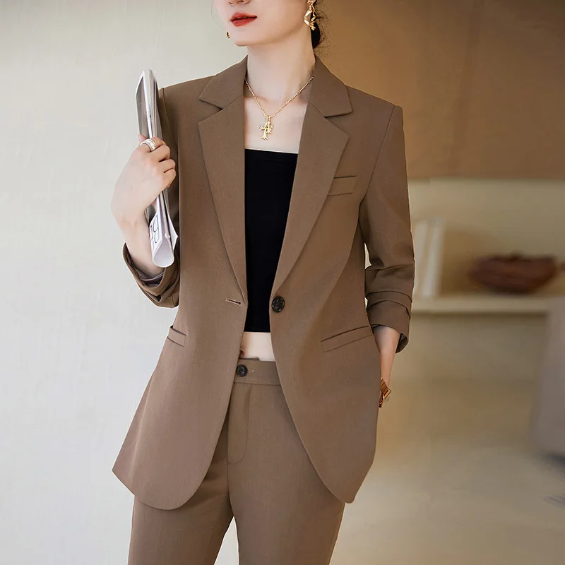 

Temperament Suit Suit Women's Autumn 2023 New Business Suit Workwear Large Size Small Suit Jacket Overalls