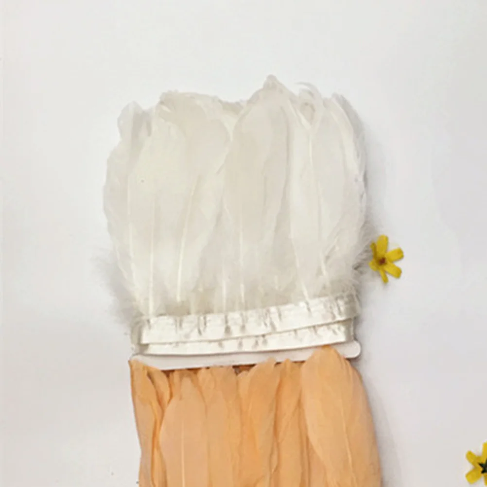 

1Pcs Natural Goose Fringe Trim Light Luster Soft Touch Ideal for Clothing Bags Hats DIY Craft Decoration