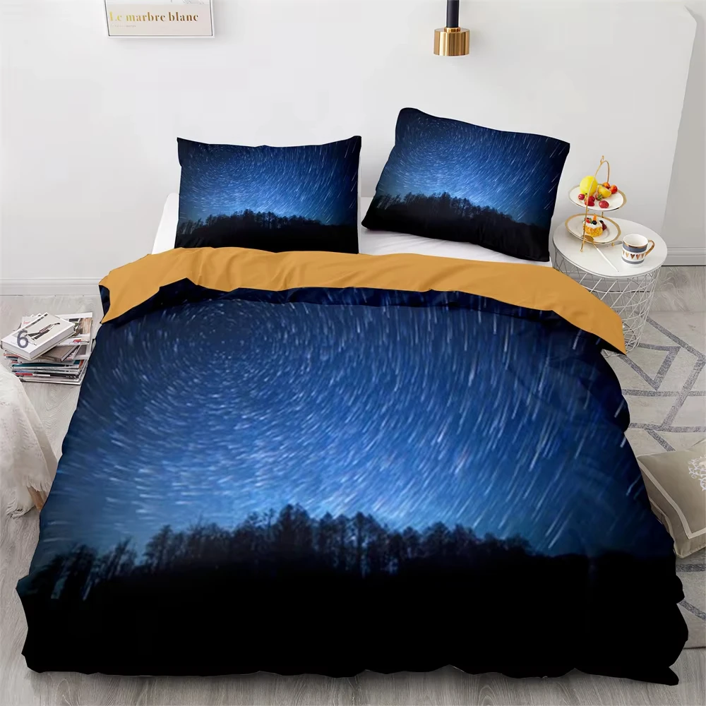 Galaxy Duvet Cover Full Queen Star Bedding Set Night Starry Sky Space Comforter Cover Nebula Cosmos Twinkling Stars Quilt Cover
