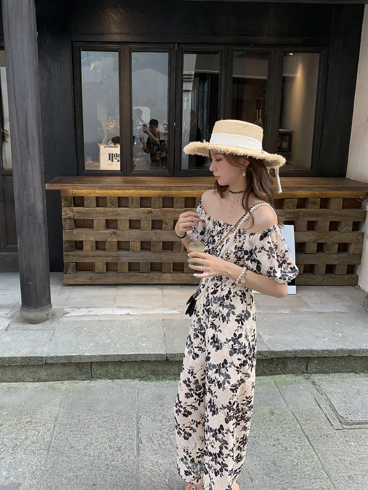 Zhang ei High Elastici Long Svel Floral Lace-Up Bal antung One-Piece Women's Summer Thin Long Overall Pants