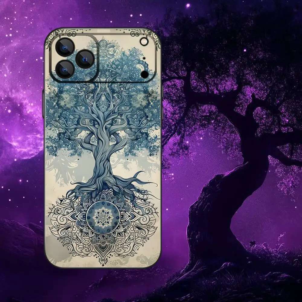 Funda de teléfono Árbol de la vida Yggdrasil para iPhone 17,16,15,14,13,12,Pro,Max,Plus,E,SE4,Air,Mini caja suave negra
