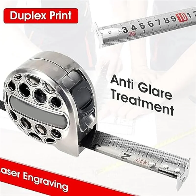 A67P-2Pcs Stainless Steel Anti-Corrosion Retractable Metric Ruler,Wear-Resistant Measure Double-Sided Scale