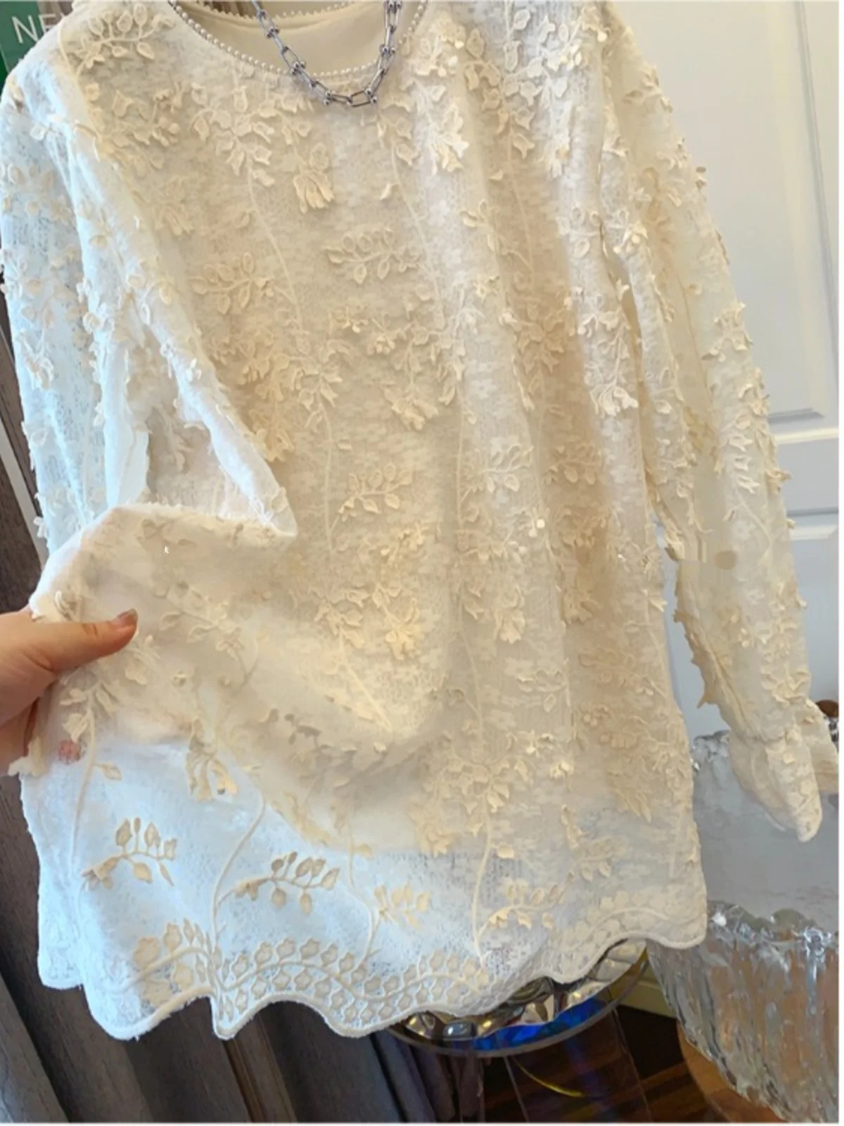 

Lace Base irt Long Sve Loose Women's Faionable Casual Sle Spring New Arrival Premium Quali Top