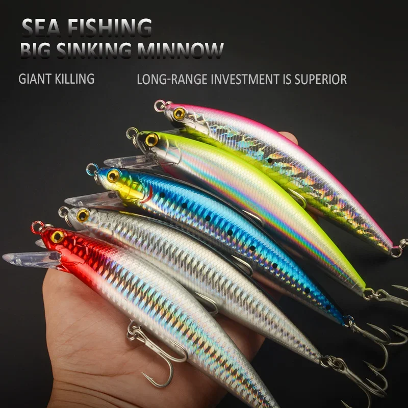 

40g 60g Sinking Minnow Sea Fishing Wobbler Minnow Fishing Lures Big Fish Hard Bait Pesca for Sea Bass Tuna Sea Wolf Mackerel
