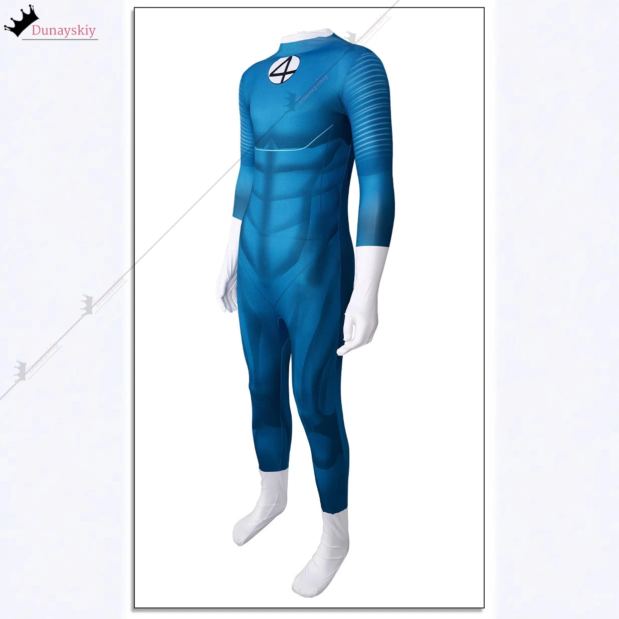 Movie Fantastic Cos Four Reed Richards Cosplay Costume Socks With Jumpsuit Blue Jumpsuit Party Invisible Man Role-playing Suit