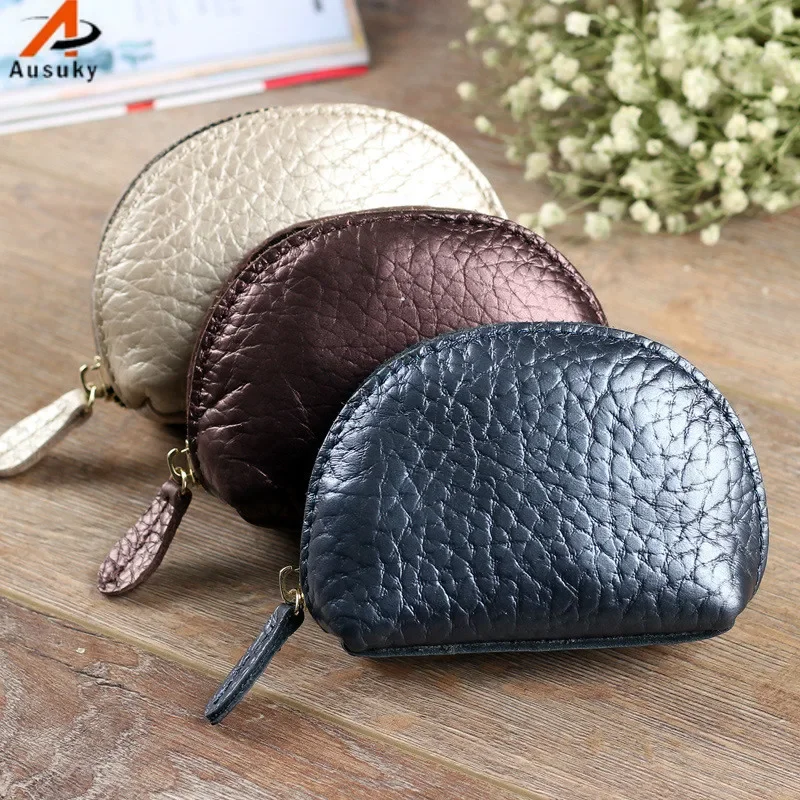 

Shell pattern Cowhide coin purse Ladies clutch purse Women cartoon zero wallet Female Zipper coins bag wallet pouch 15