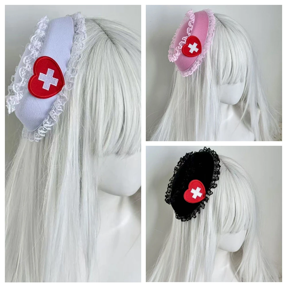 

Оригинальный цилиндр в форме сердца с кружевной отделкой, заколка для волос Y2K, милый крутой головной убор в стиле Лолиты, аксессуар для волос