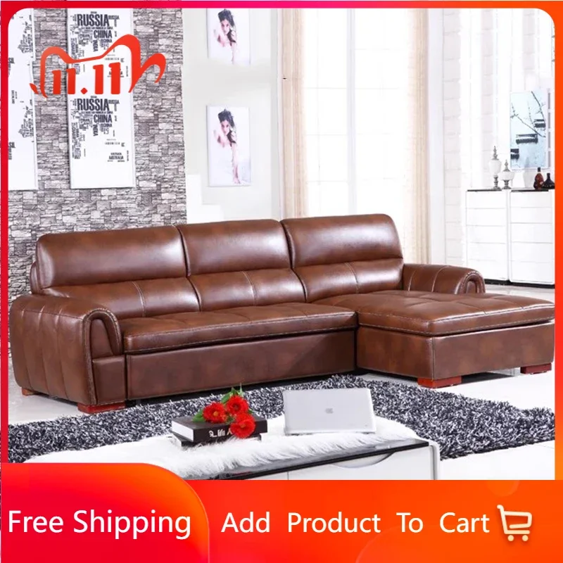 

Brown New Arrival Sofas Beds Large Cozy Relaxing Leather Nordic Couch Bed Floor Modern Sectional Divani Da Soggiorno Furniture